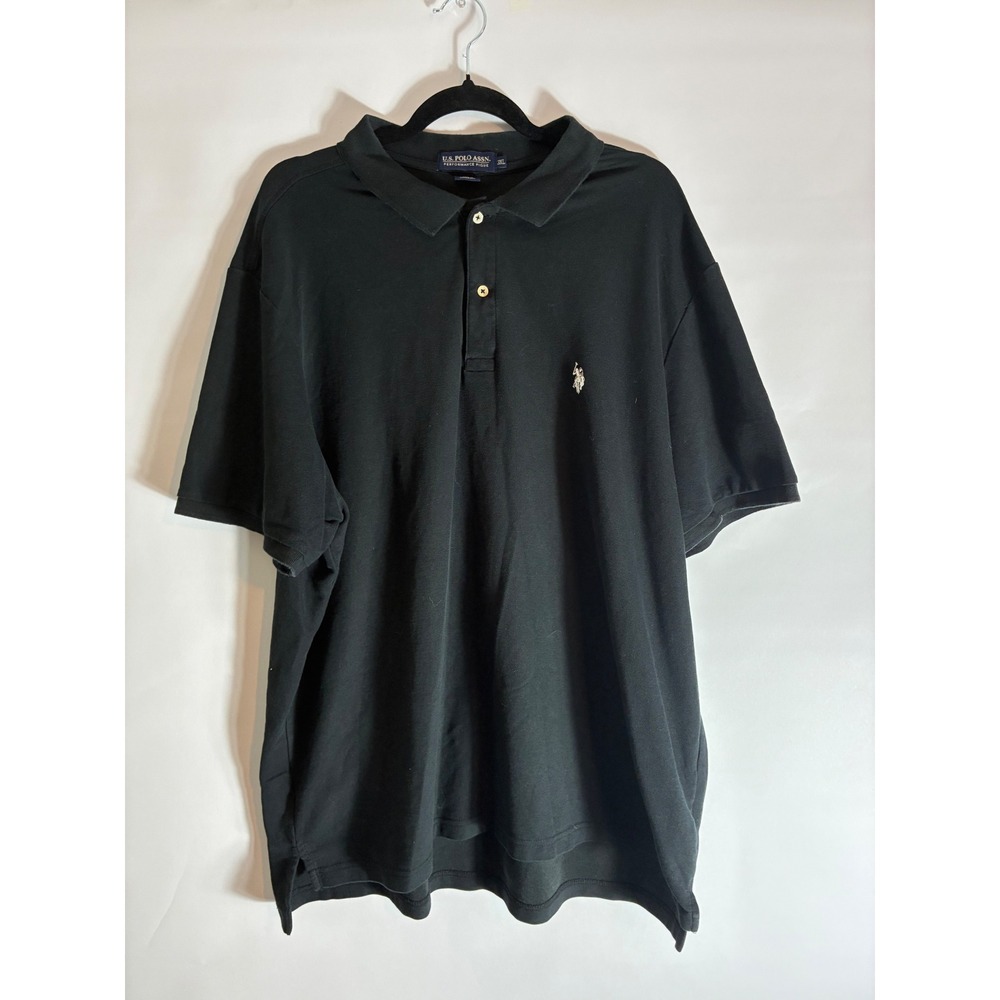 US Polo Assn Mens 3XL Black Performance Pique Short Sleeve Polo Shirt Logo